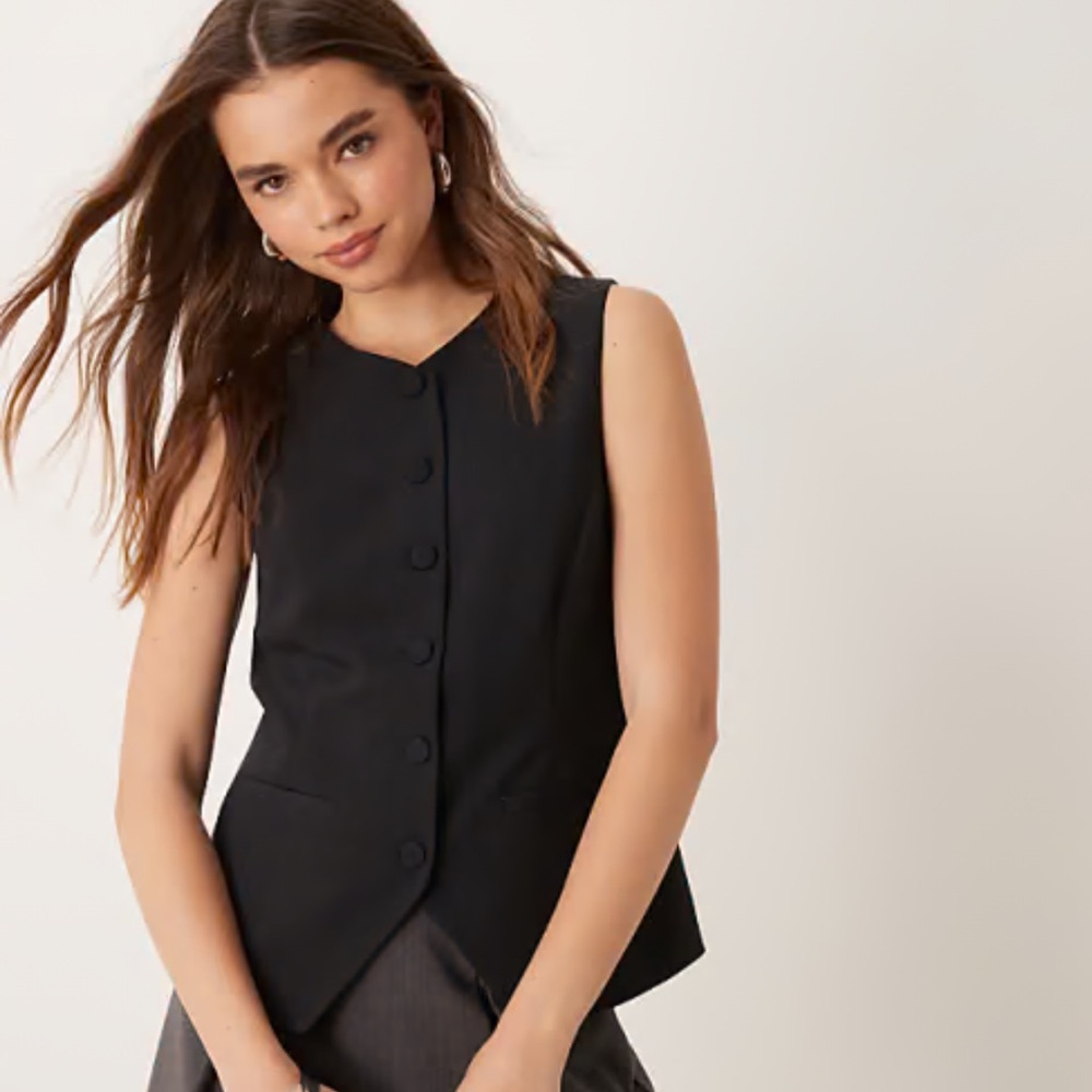 Abercrombie High Neck Button-Up Vest